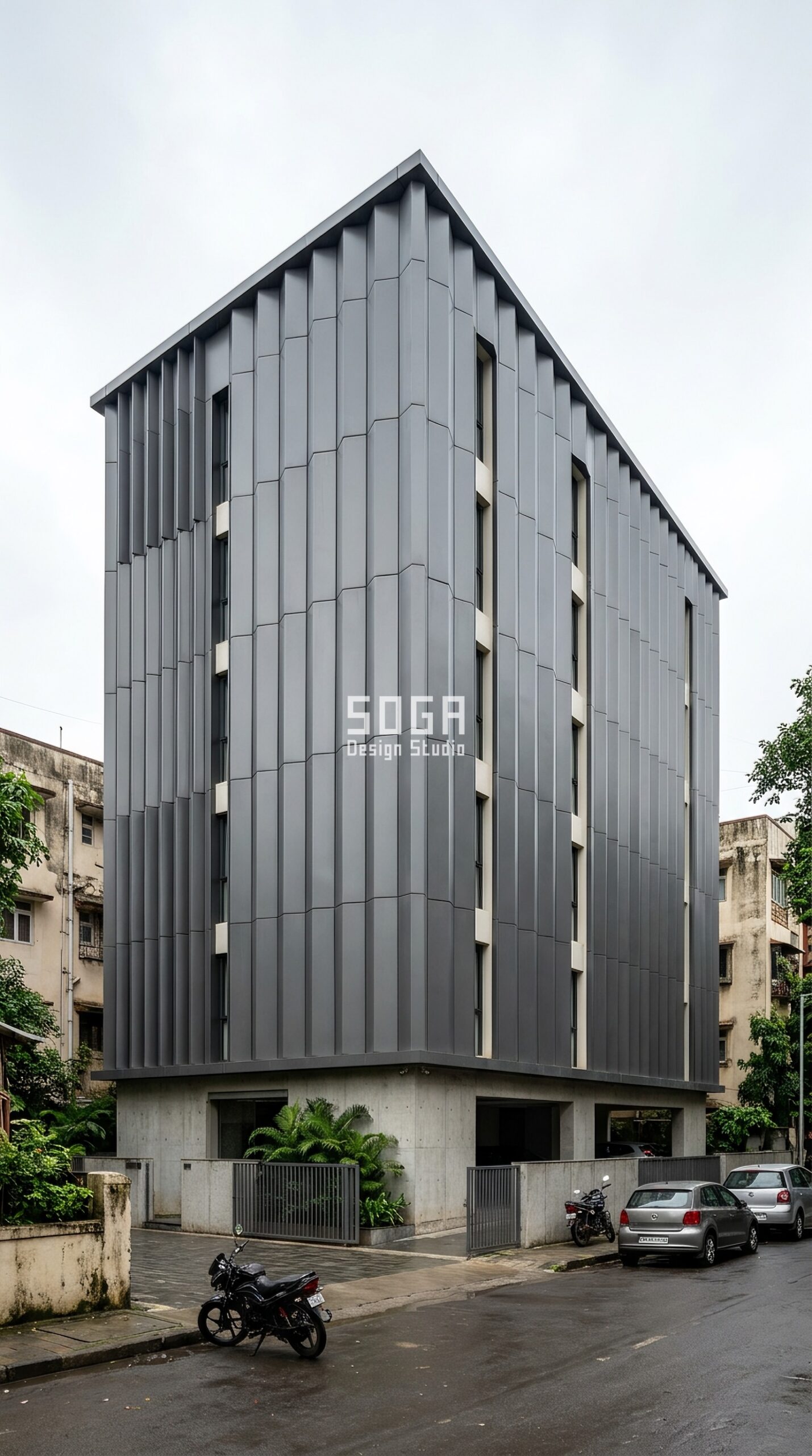 3D Parametric Facade Panels: Design & Cost India 2026 1 Parametric Pleat Cassette 3D aluminium facade panels Mumbai - SOGA Design Studio