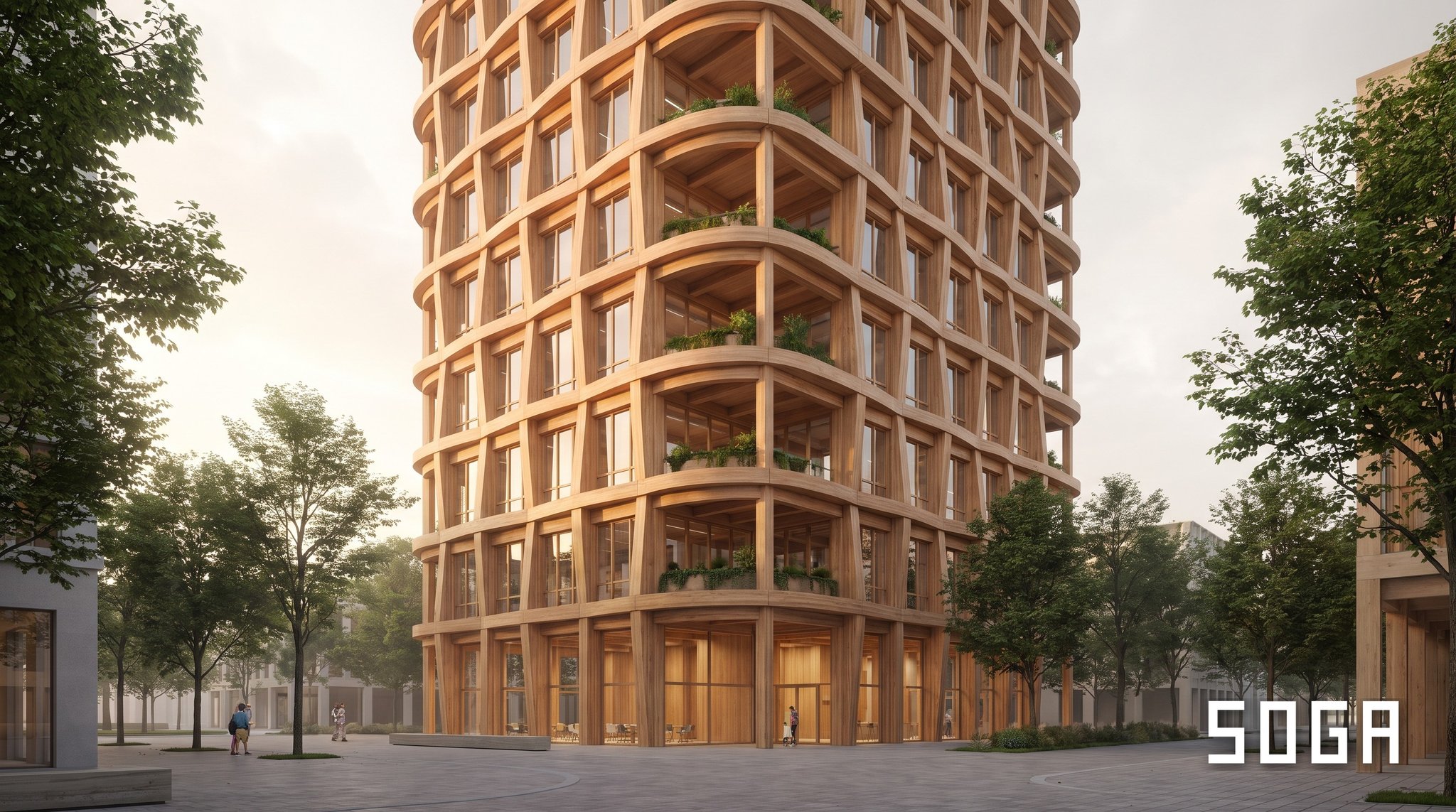 Mass Timber Construction: The Future of Sustainable High-Rise Buildings — parametric architecture by SOGA Design Studio