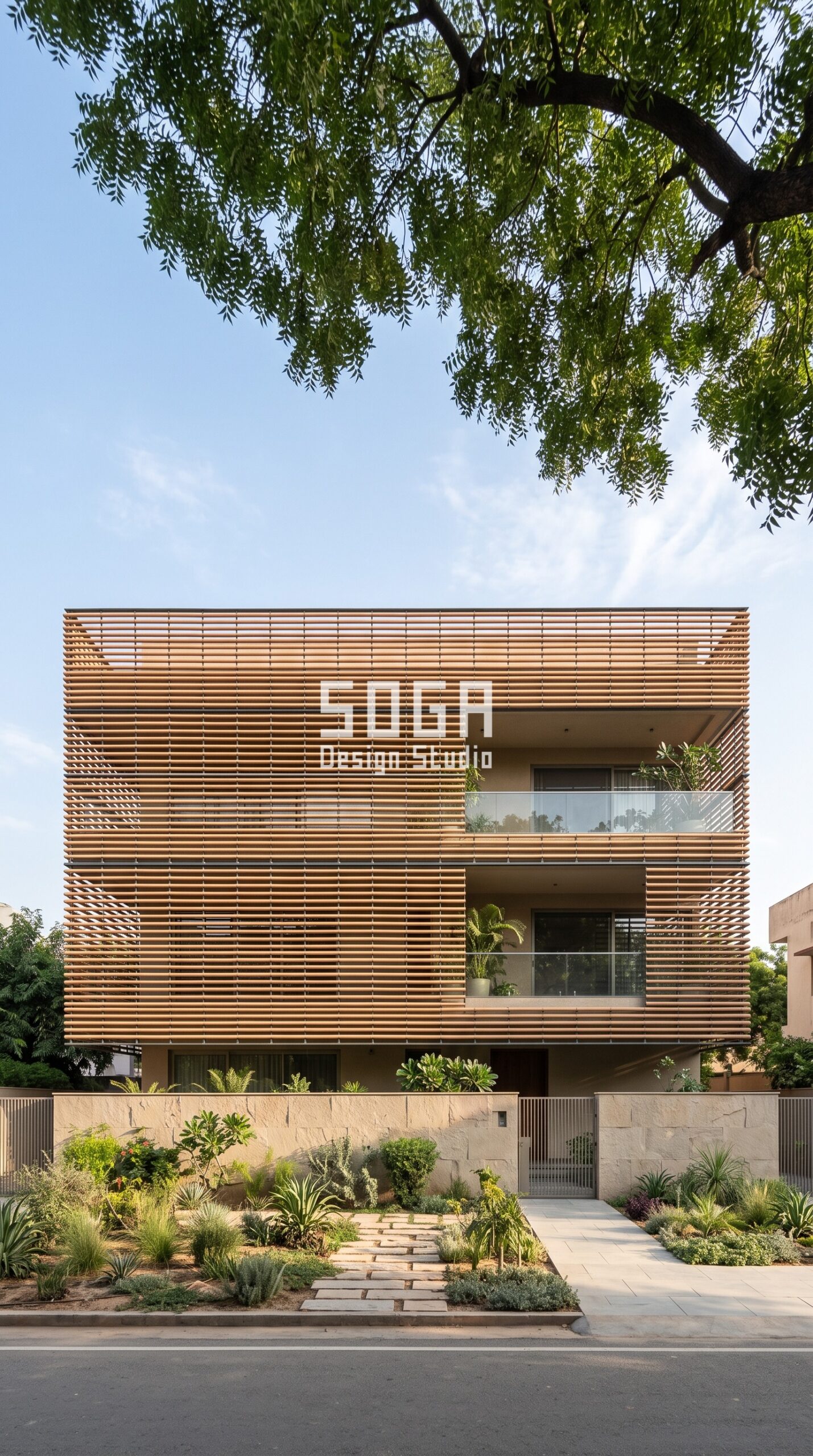 Clay Facade Design in India 2026: 5 Terracotta Concepts 4 Terracotta clay baguette screen facade, G+3 residential building, Civil Lines Jaipur - SOGA Design Studio