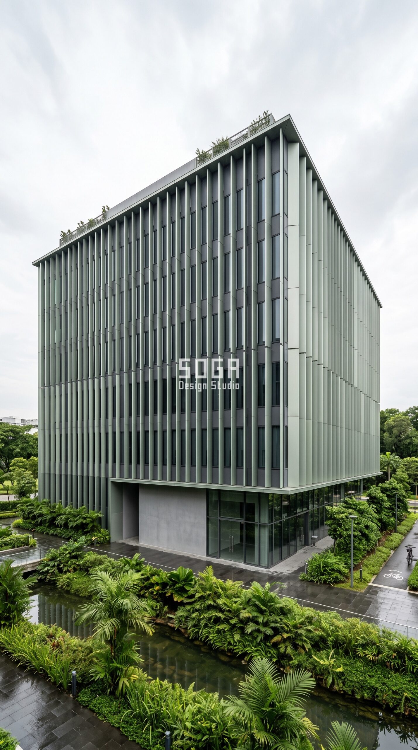 Commercial Facade Fire Safety: India, Dubai, Singapore 2026 3 Parametric Drift Fin anodised aluminium commercial facade Singapore - SOGA Design Studio