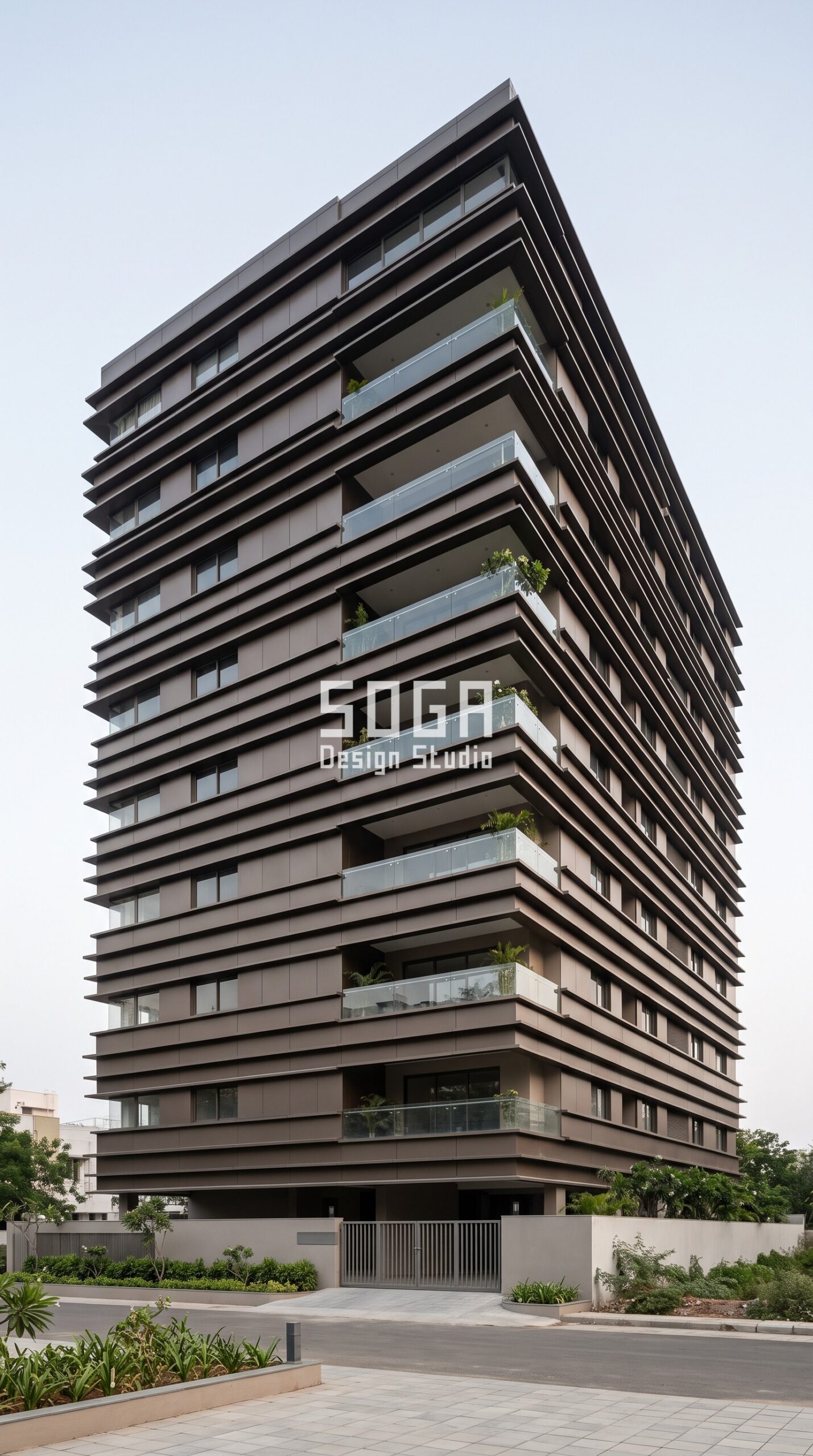 Facade Depth Guide India 2026: How Deep Should It Be? 4 Parametric Ledge Screen bronze acp facade, Thiruvanmiyur, Chennai - SOGA Design Studio