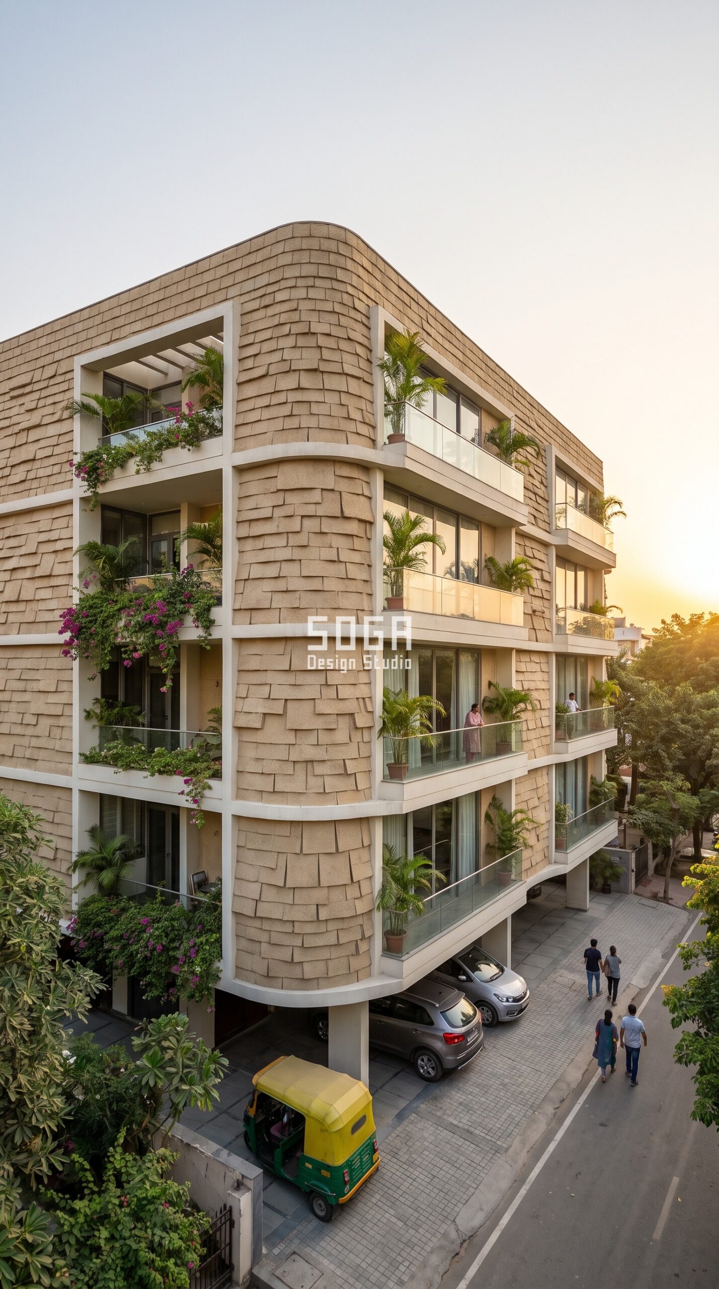 Ferrocement Facade Design in India 2026: 10 Concepts 10 Ferrocement shingle skin in ferrocement - stilt parking house facade design Coimbatore - SOGA Design Studio