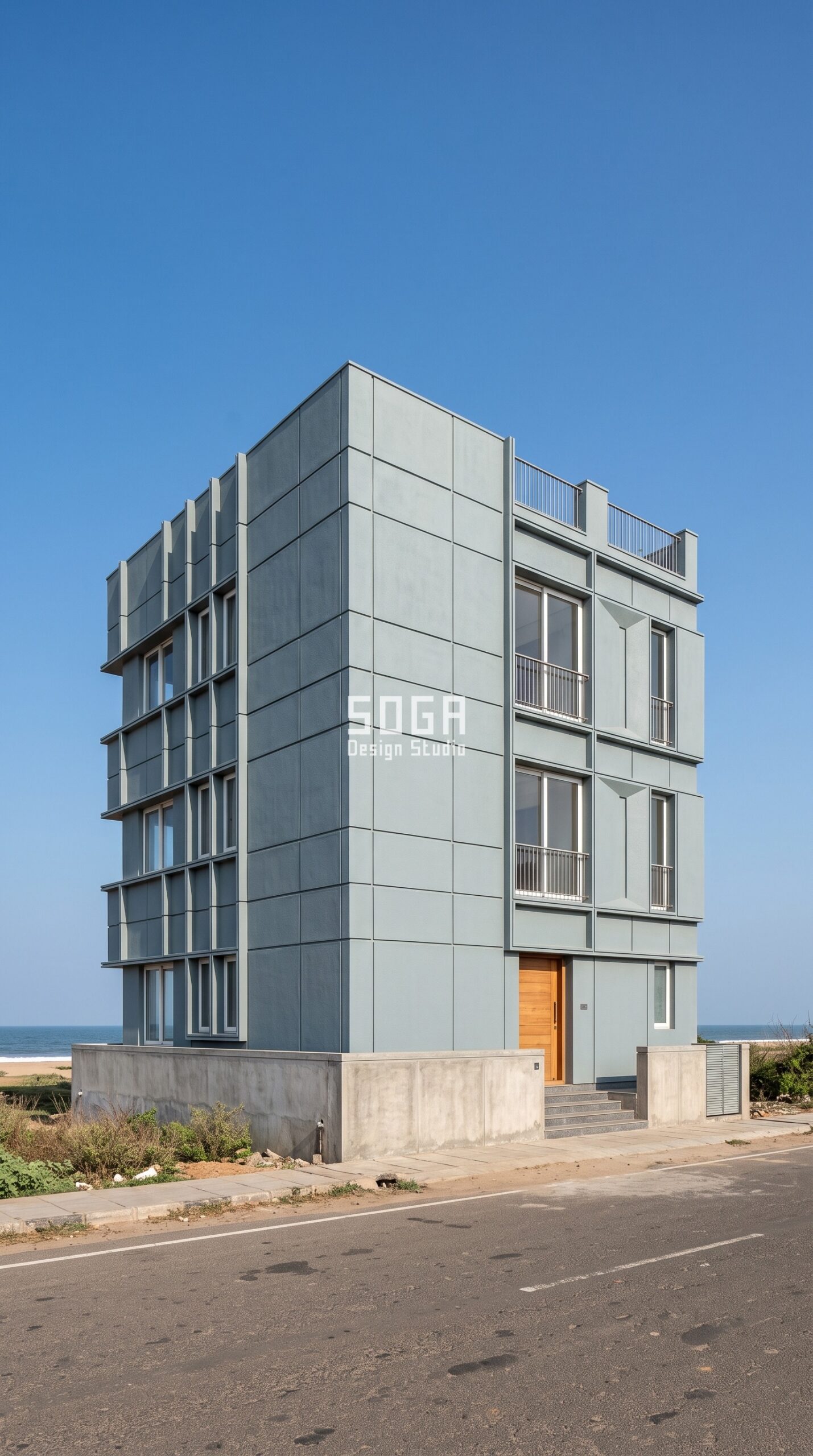 FRP House Facade Renovation & Reskin: India 2026 3 Parametric Salt Guard Shell FRP recladding coastal house Chennai - SOGA Design Studio