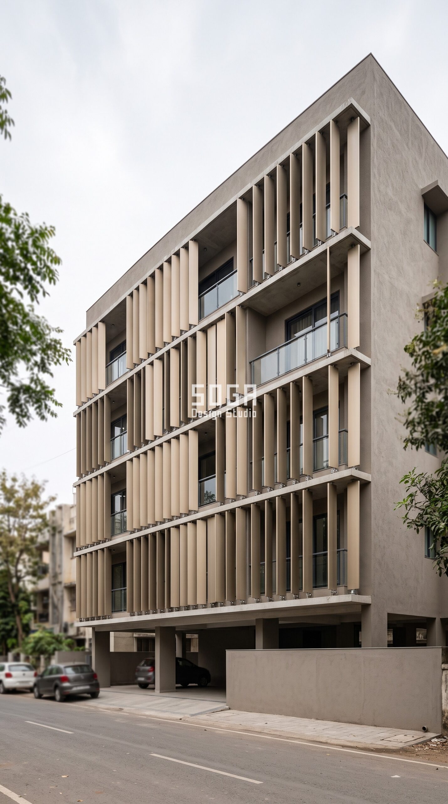 Kinetic Facade Design India 2026: What's Actually Buildable 9 Parametric Turn Vane operable bronze vane kinetic facade Surat - SOGA Design Studio