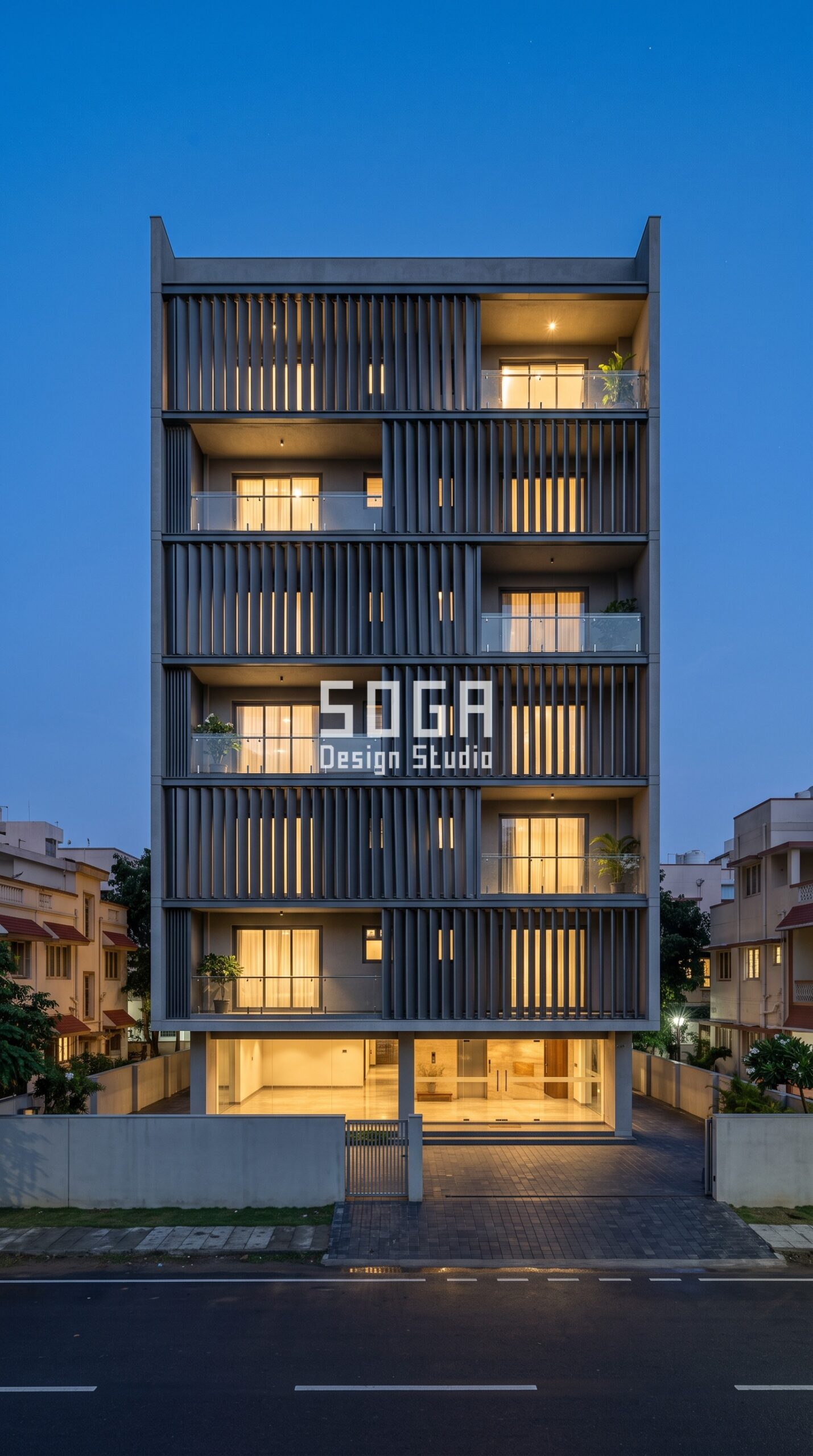 Elevation Design India 2026: How Buildings Become Landmarks 4 Parametric Compass Pulse landmark facade design, G+6 residential building, Chennai, India — SOGA Design Studio
