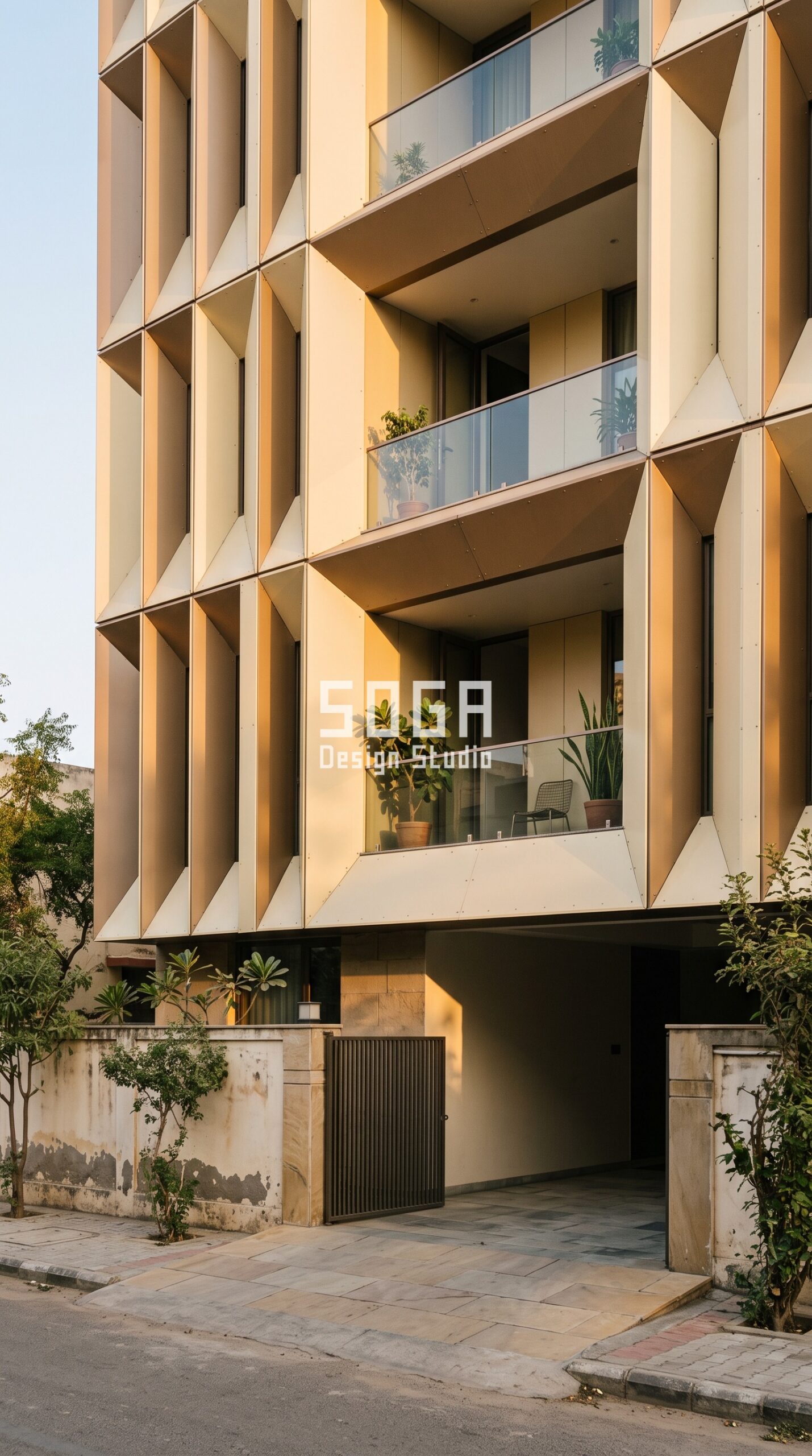 Elevation Design India 2026: How Buildings Become Landmarks 3 Parametric Lantern Screen landmark facade design, G+4 residential building, Jaipur, India — SOGA Design Studio
