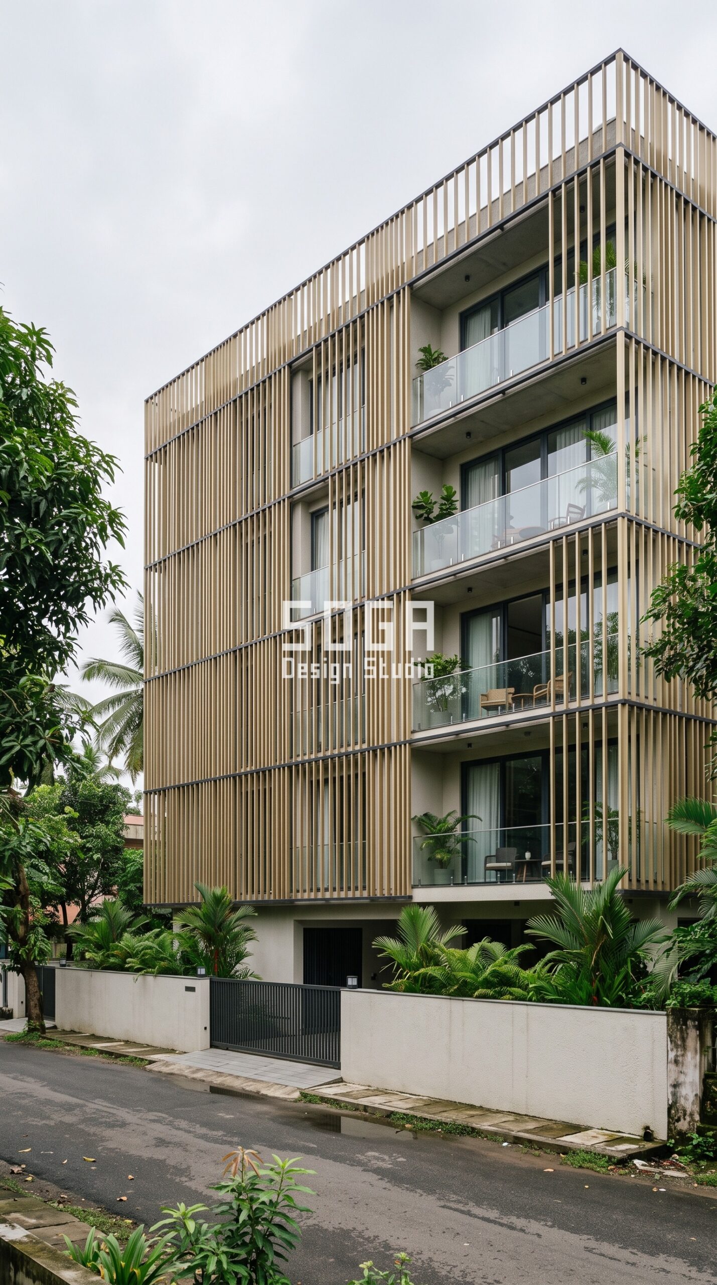 Elevation Design India 2026: How Buildings Become Landmarks 2 Parametric Palm Weave landmark facade design, G+5 residential building, Kochi, India — SOGA Design Studio