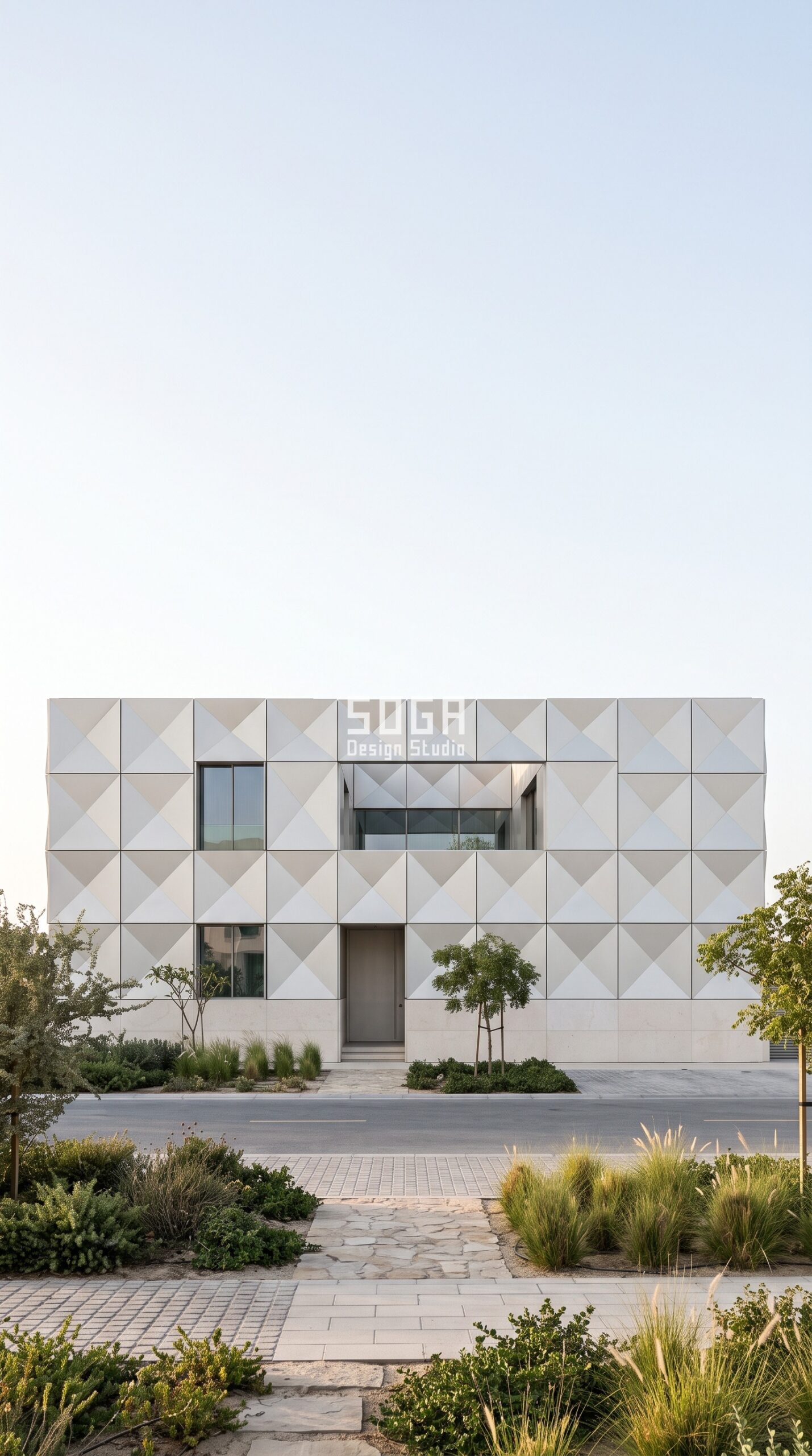 Parametric Reef Facet Panel anodised aluminium residential facade Abu Dhabi - SOGA Design Studio