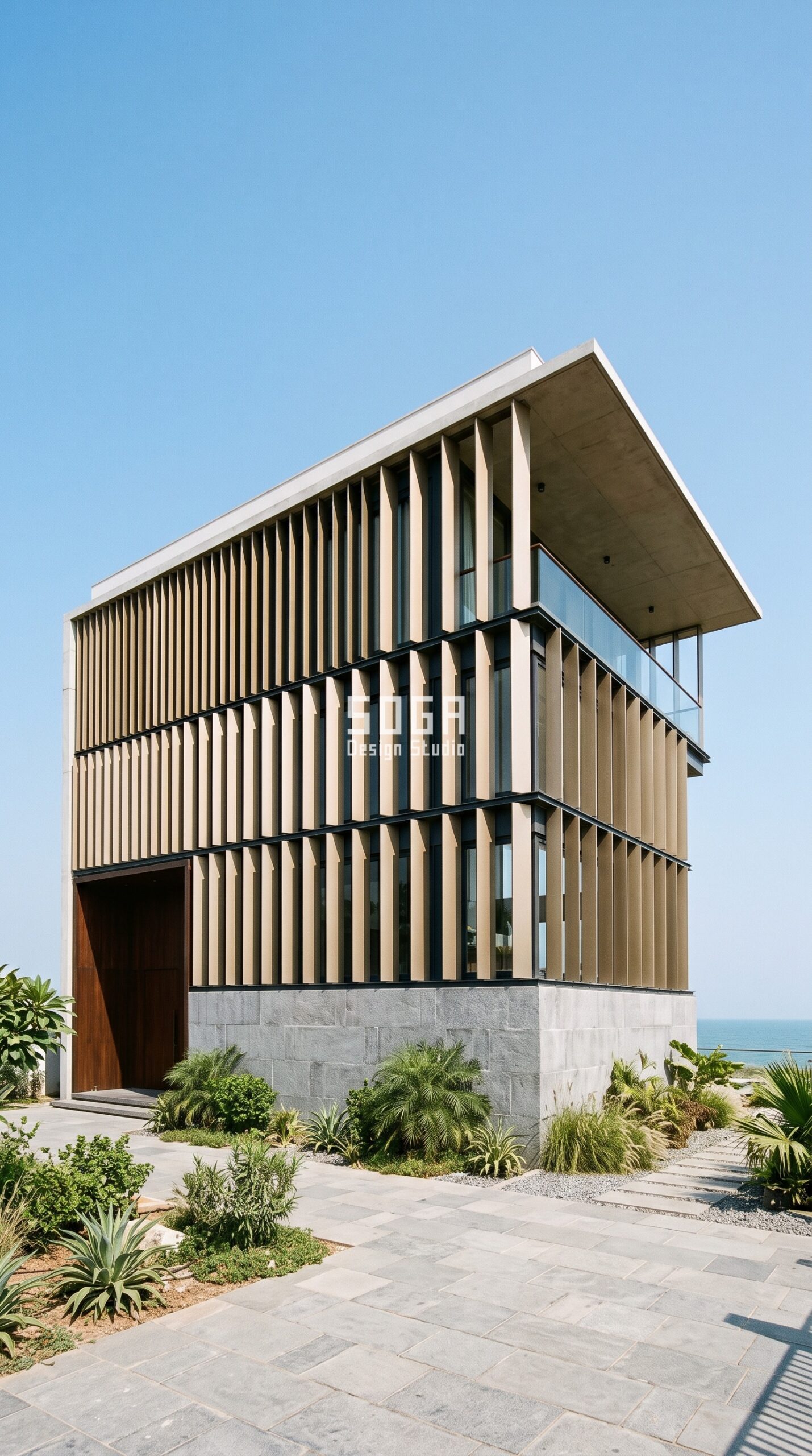 Parametric Tide Fin Array anodised aluminium residential facade Chennai - SOGA Design Studio