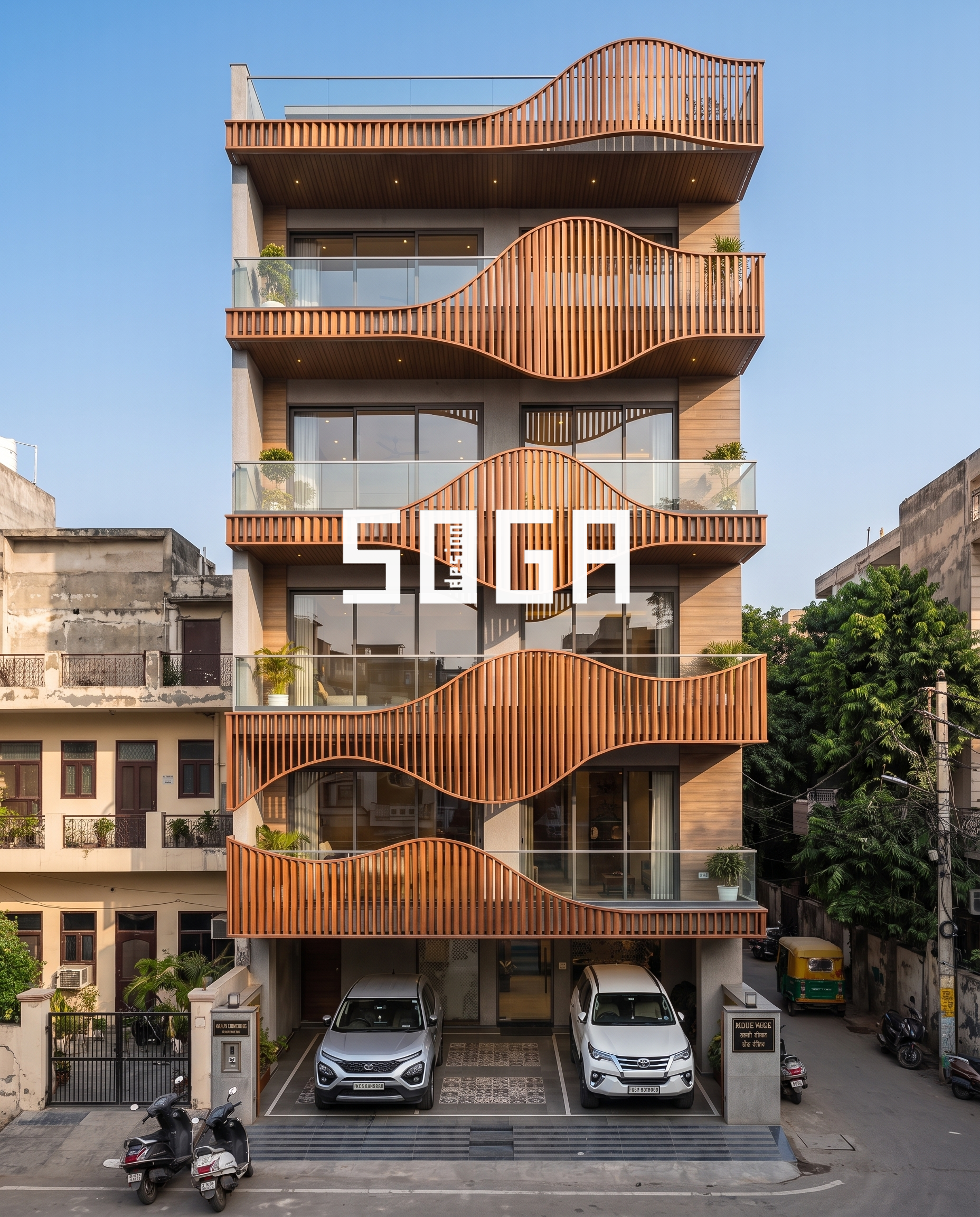 Five Floors, Five Waves: A Wave-Pattern Louver Facade That Solves Privacy and Light Together 2 wave louver facade soga 04