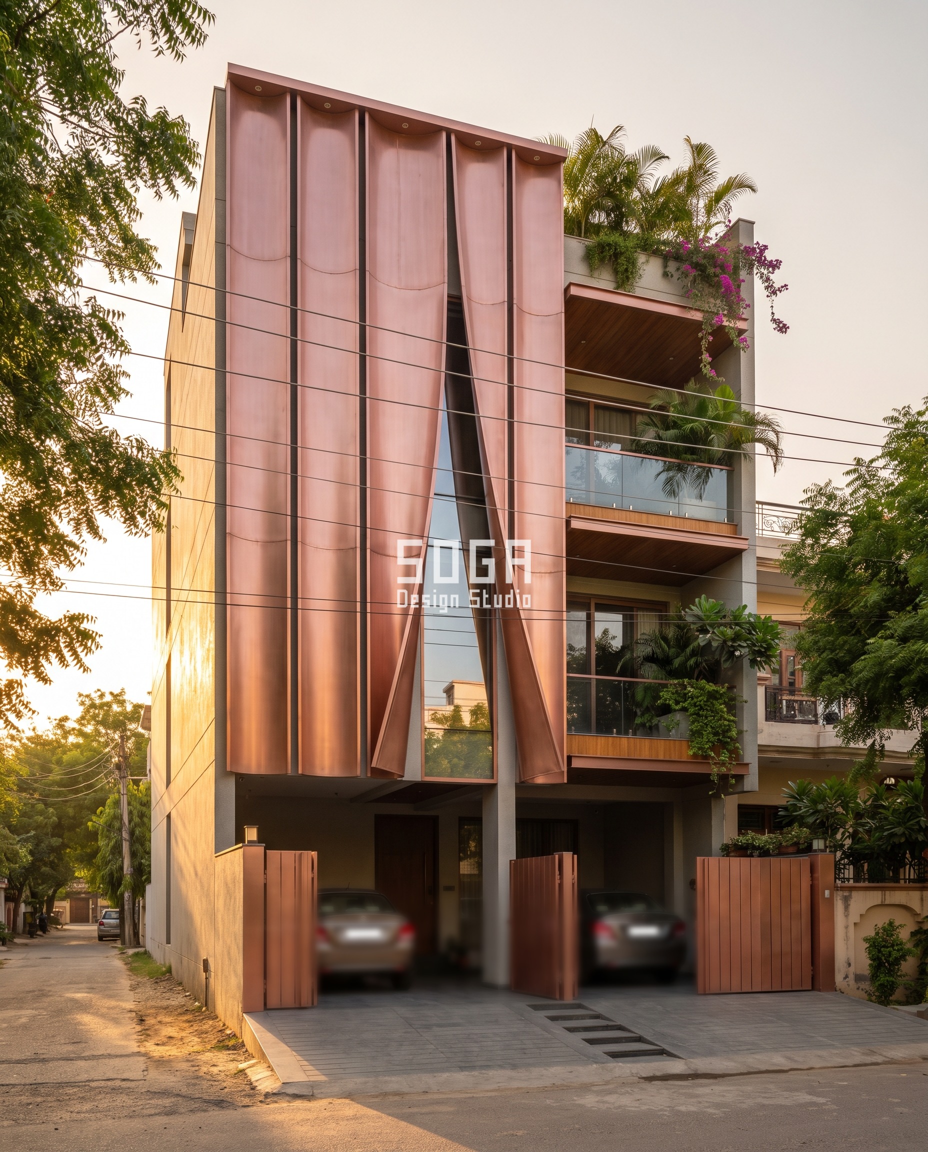 House Plot Sizes in India 2026: 30x40 to 50x80 Facades 8 30x40 plot front elevation in Jaipur - Folds that part once over the entrance - SOGA Design Studio