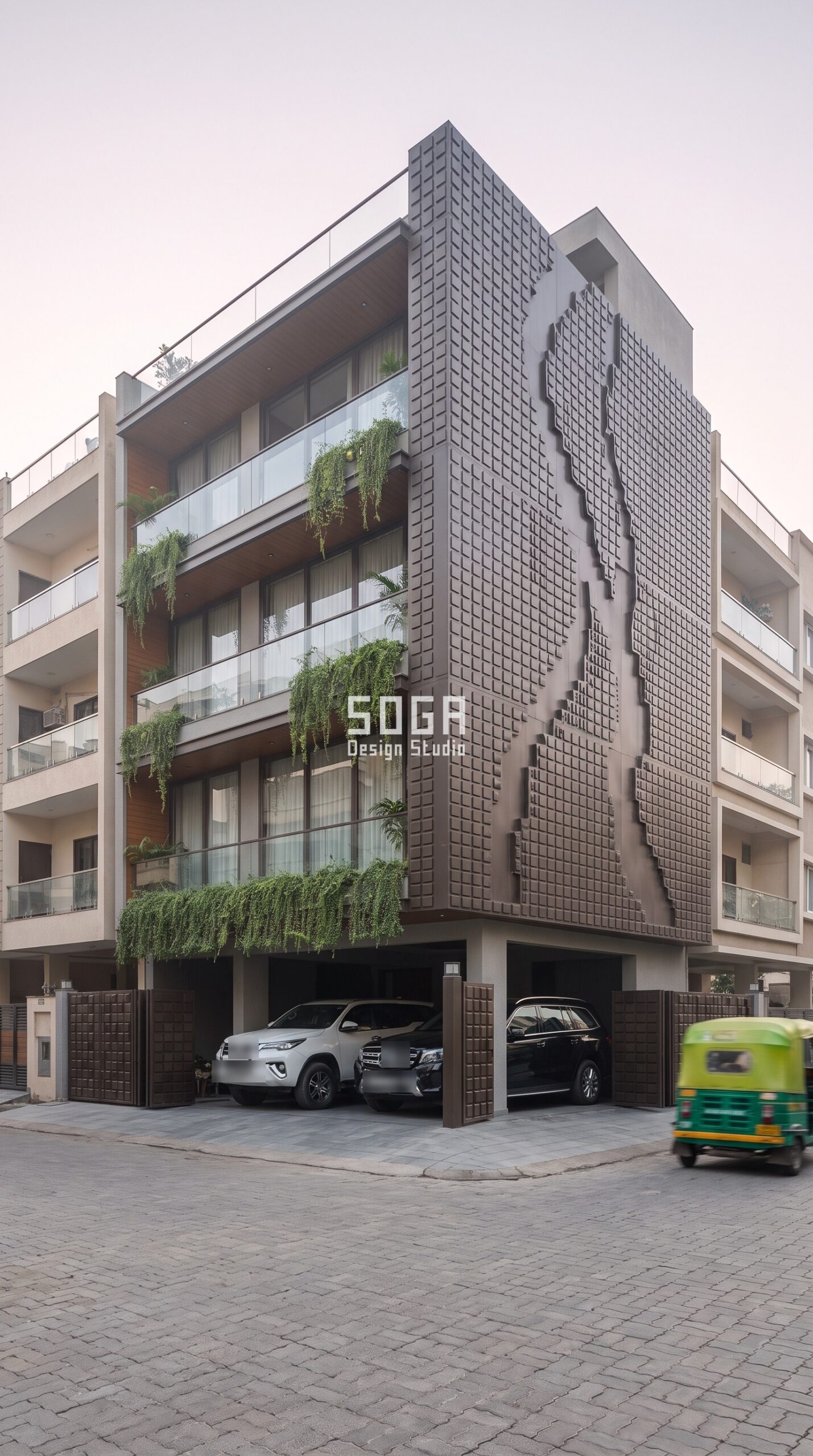 Pattern / Relief Skin Wall / Relief bronze facade, Surat - SOGA Design Studio