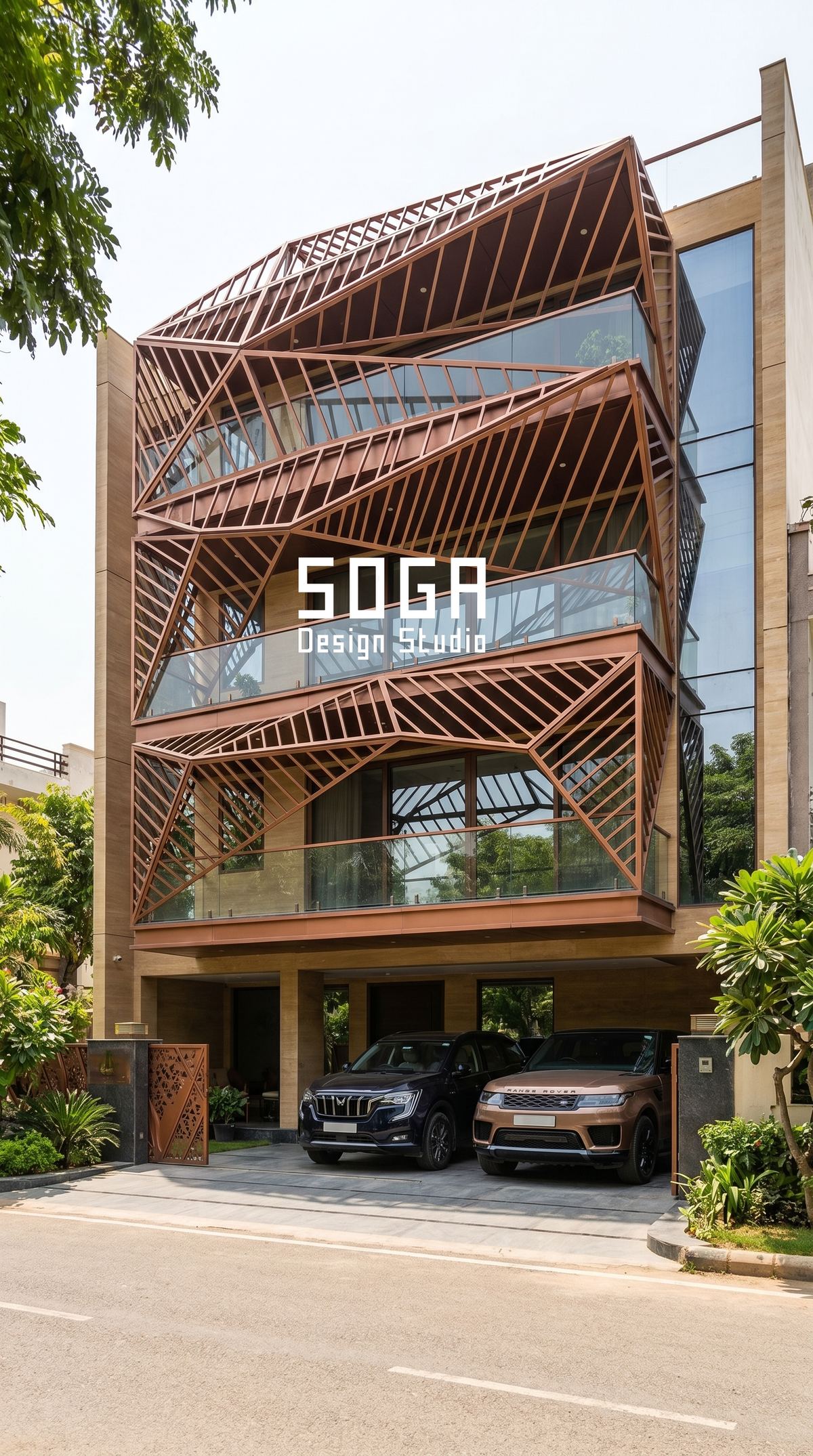A corten screen on a corner plot, where the external corner is the condition a site visit is actually needed for