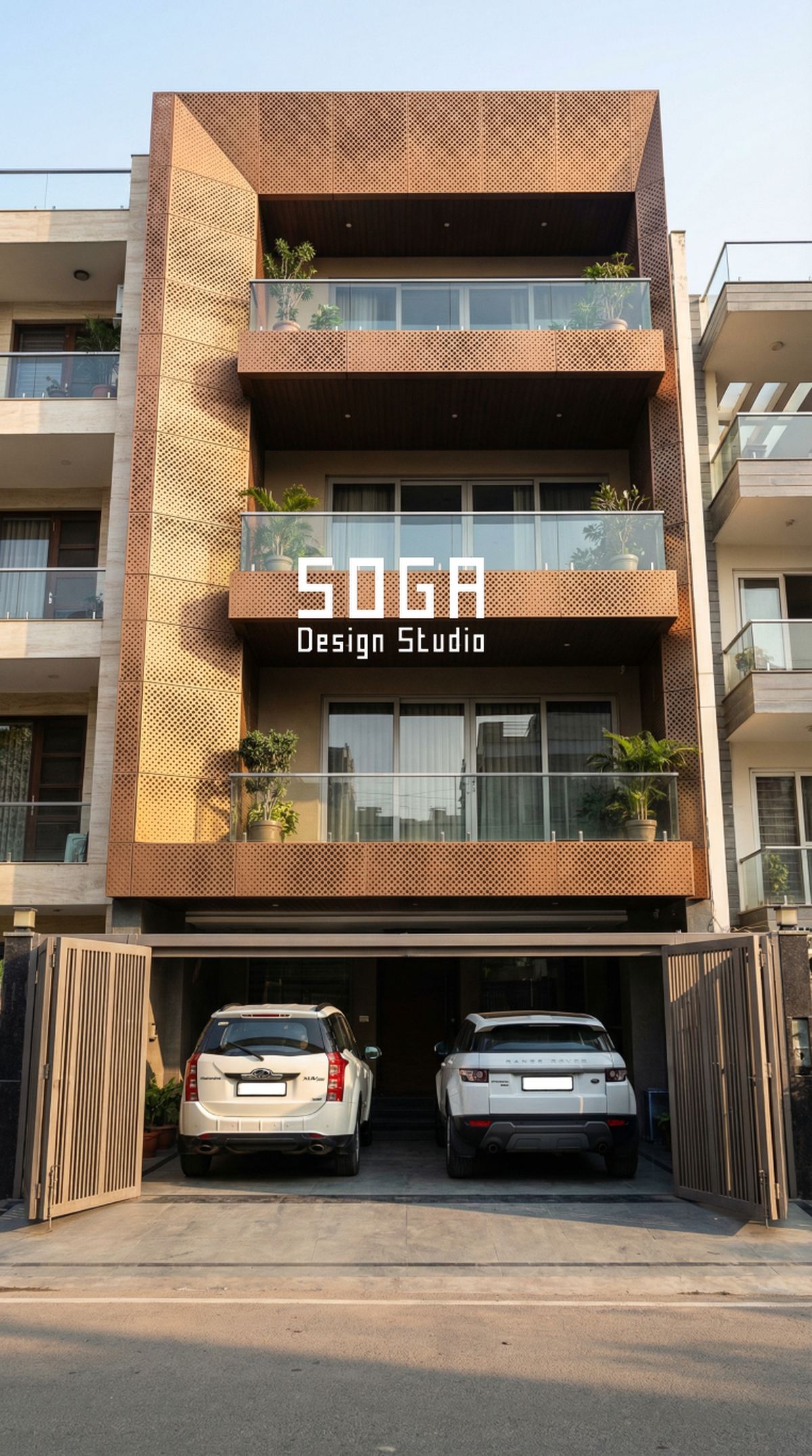 Parametric Facade Maintenance In India: The 20-Year Reality 2 A corten and timber facade on a narrow plot, two materials that change appearance with age in completely different ways