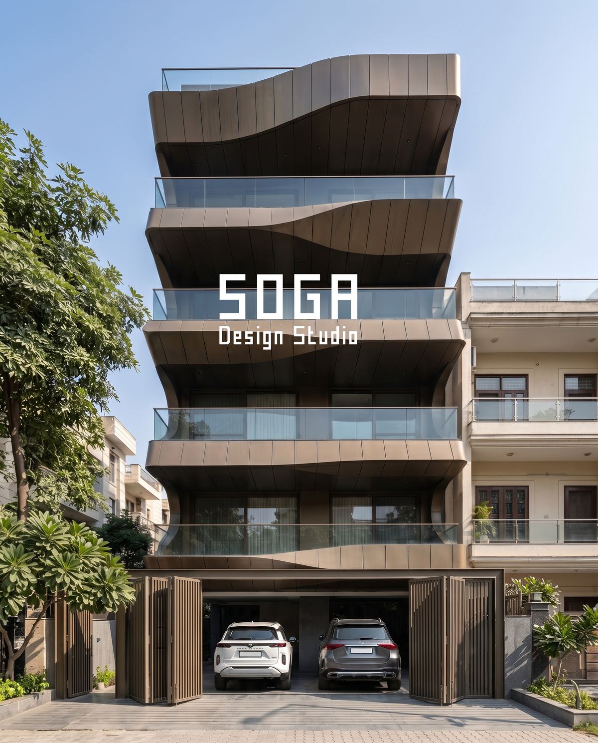 Facade Substructure And Wind Load: MS Framework & Anchoring 2 Stacked curved facade bands with deep projections, where the secondary steel framework does the structural work behind the skin