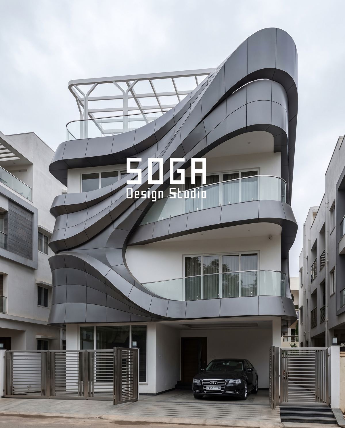 What Makes A Facade Iconic In India? Five Qualities 5 A white sculptural curved facade on an Indian building, a silhouette recognisable at a distance rather than a surface pattern