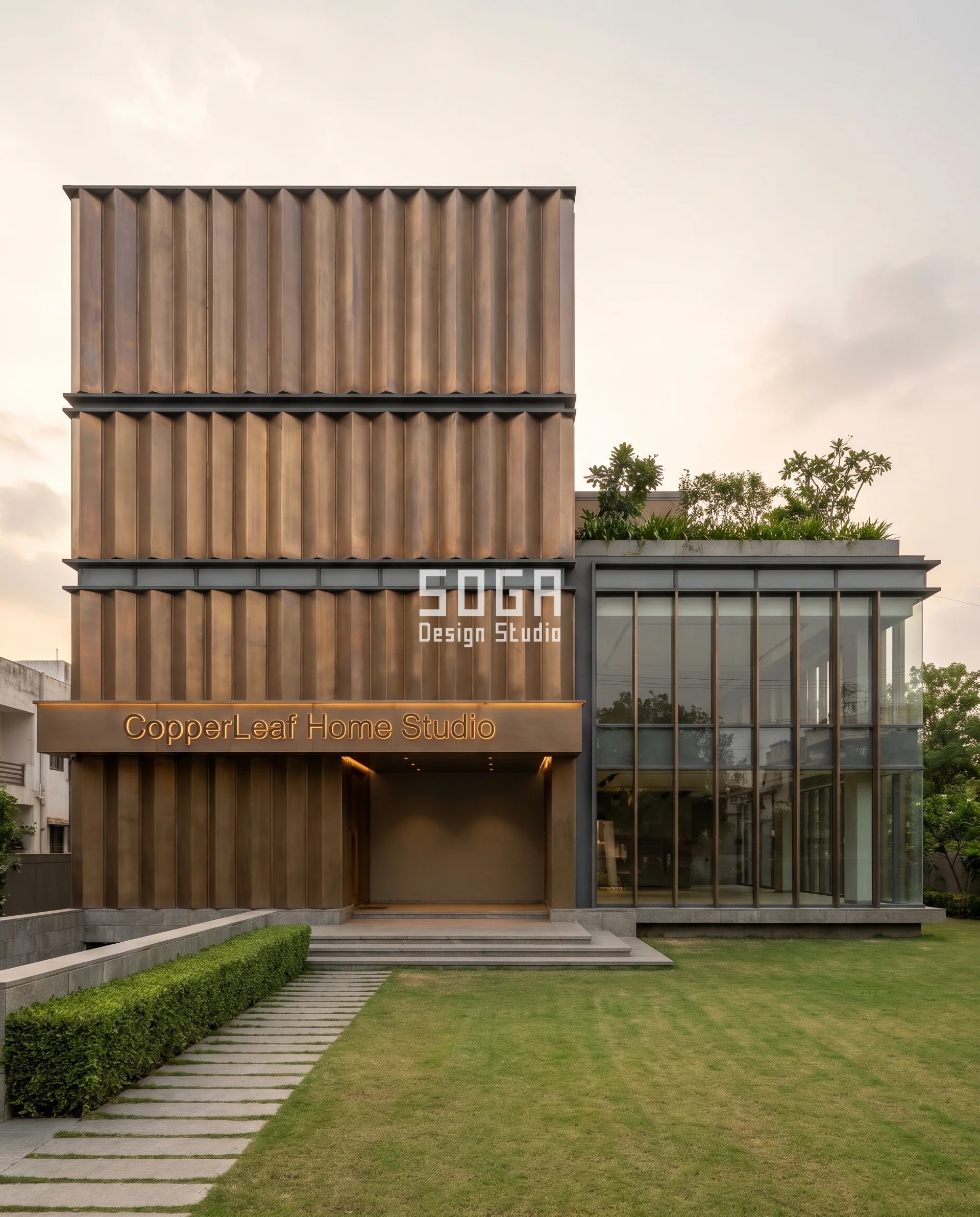 Cornice Projection By Floor: House Facade India - SOGA Design Studio