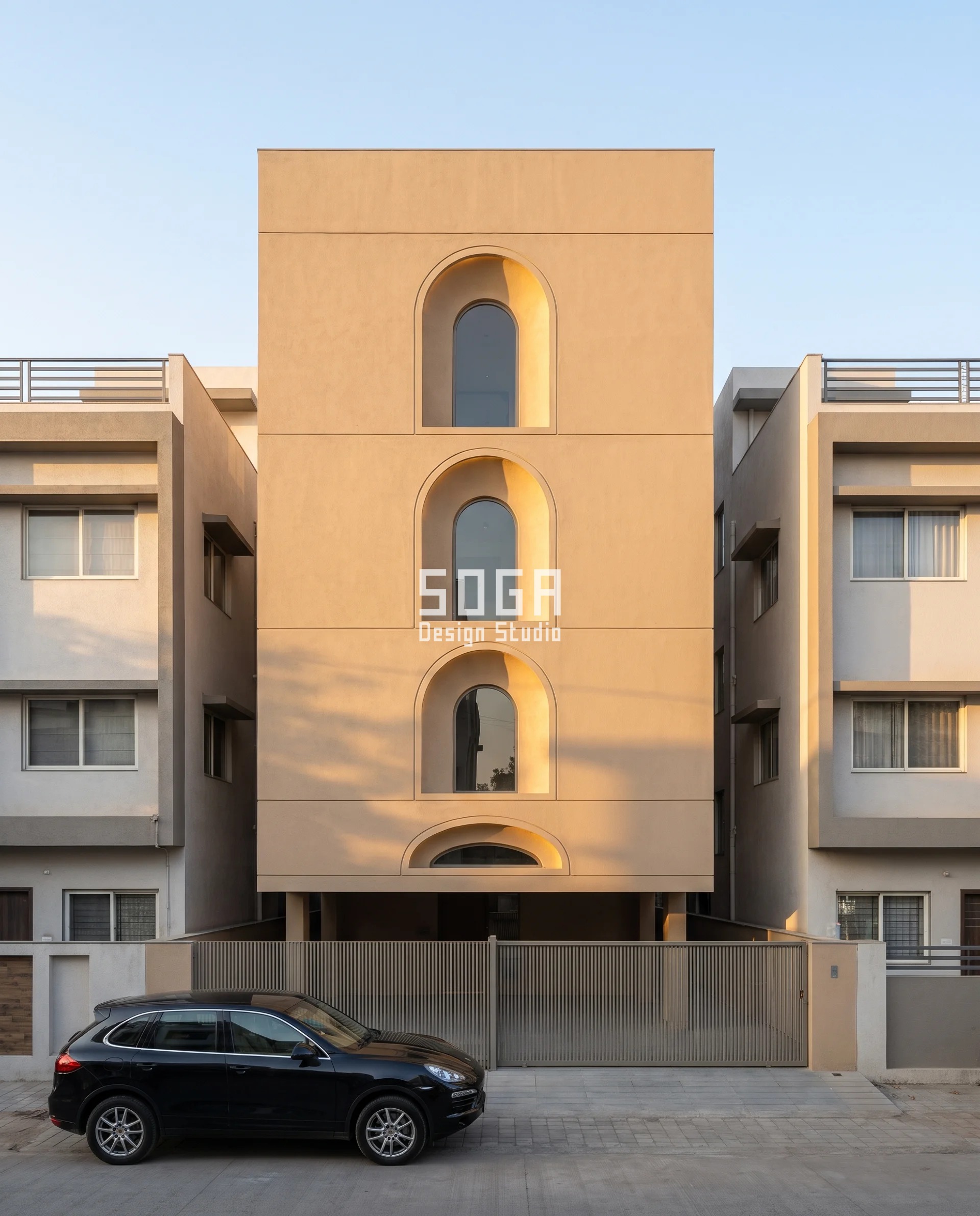 Cornice Projection By Floor: House Facade India - SOGA Design Studio